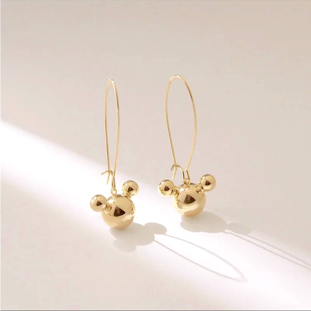 Mickey Mouse Dangle Gold Minimalist Minnie Disney World Cartoon 90s Gift Earring - Picture 8 of 8